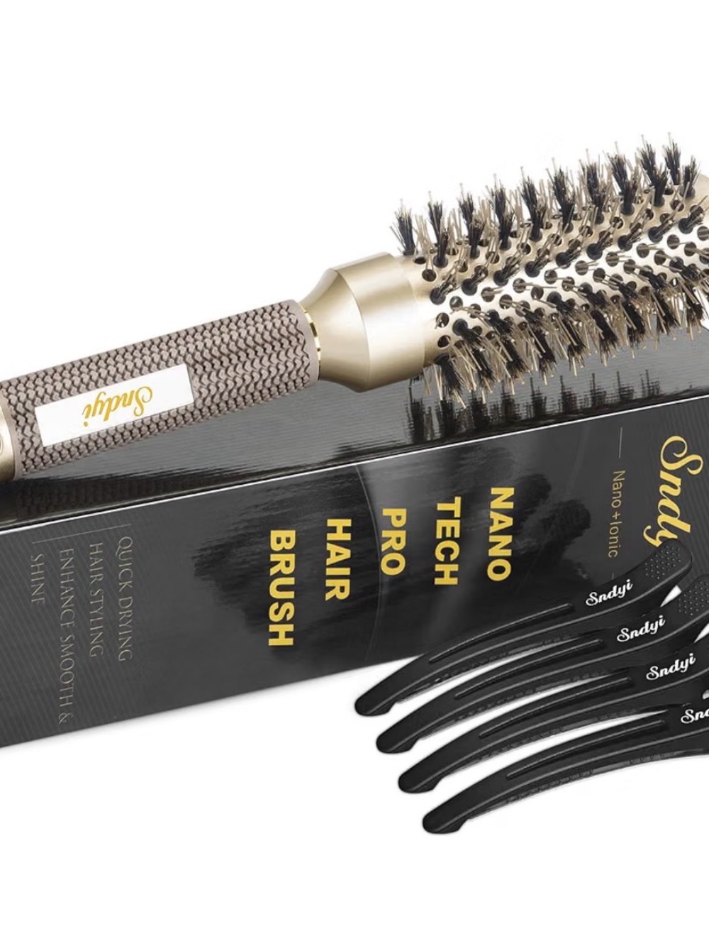 Snady Nano Tech Pro Round Hair Brush - Gold and Brown